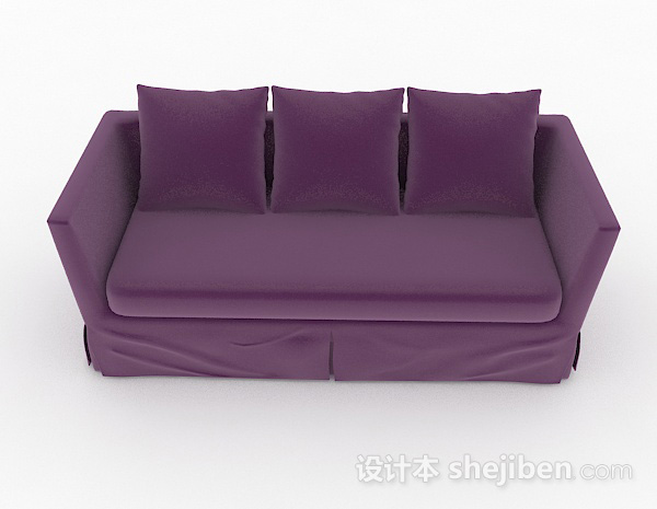 现代风格紫色简约双人沙发3d模型下载