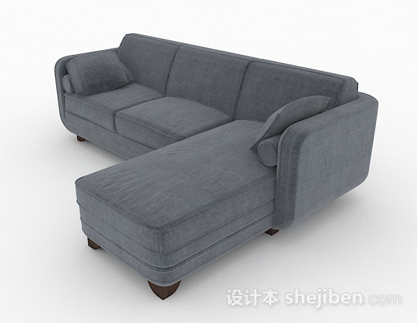 免费北欧灰色简约多人沙发3d模型下载