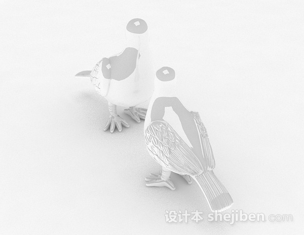 免费白色陶瓷鸽子3d模型下载