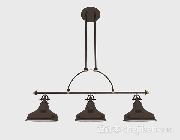 欧式风格欧式深棕色金属一字型吊灯3d模型下载
