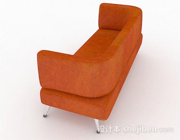设计本橙色双人沙发3d模型下载