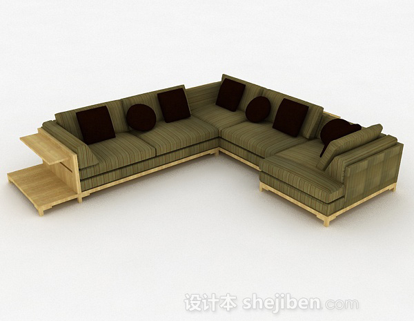 绿色多人沙发3d模型下载