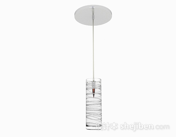 免费单个玻璃圆柱形吊灯3d模型下载