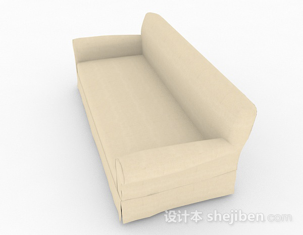 设计本黄色简约双人沙发3d模型下载