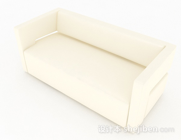 免费米白色简约双人沙发3d模型下载