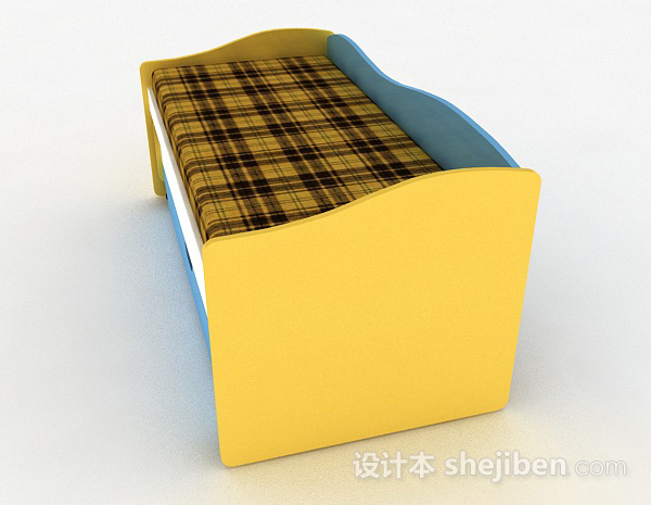 设计本现代风多色条纹床3d模型下载