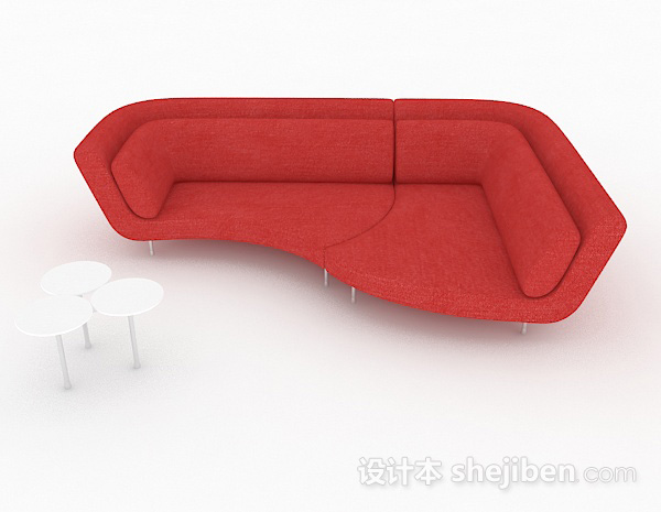 现代风格时尚红色多人沙发3d模型下载