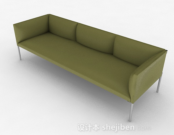 免费绿色简约多人沙发3d模型下载