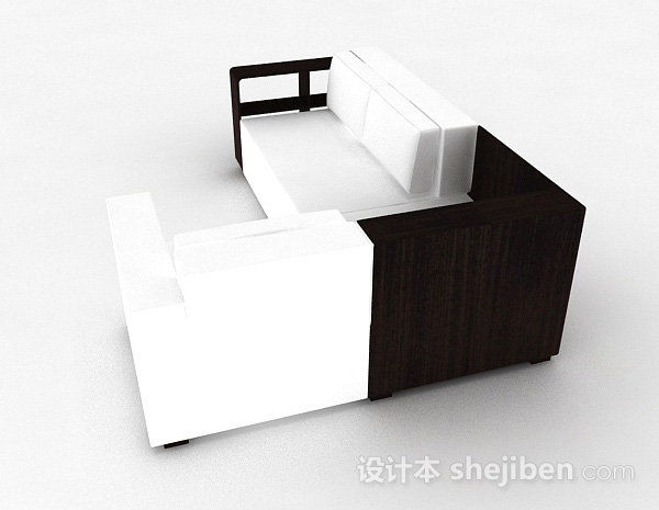免费黑白多人沙发3d模型下载