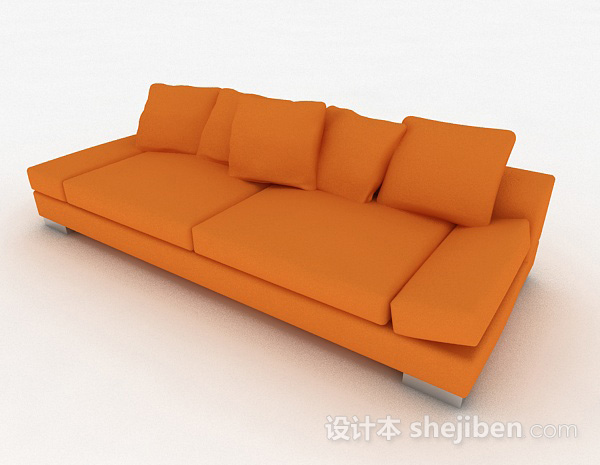 橙色双人沙发3d模型下载