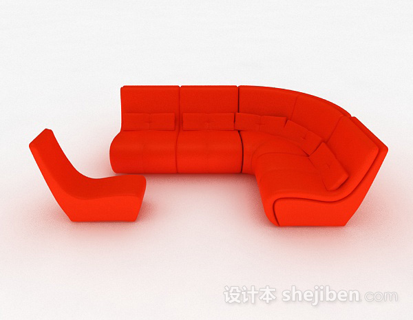 现代风格橙色组合沙发3d模型下载