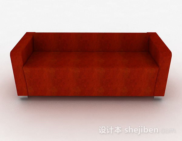现代风格橙色简约双人沙发3d模型下载