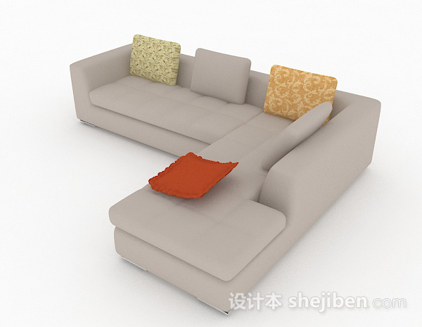 设计本灰棕色多人沙发3d模型下载