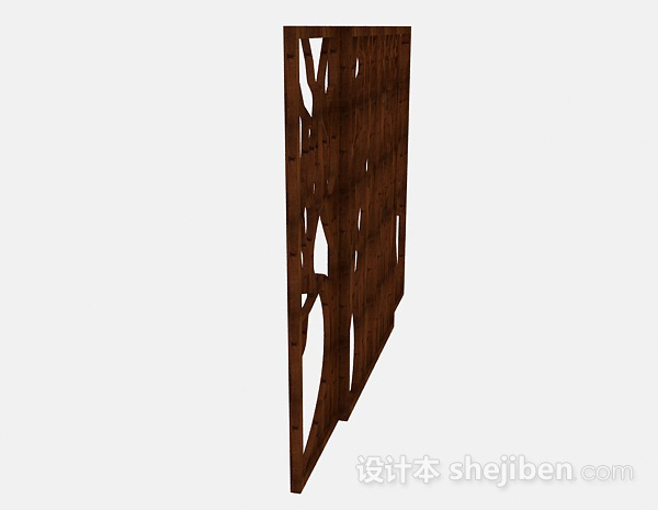 免费创意棕色木质屏风隔断3d模型下载