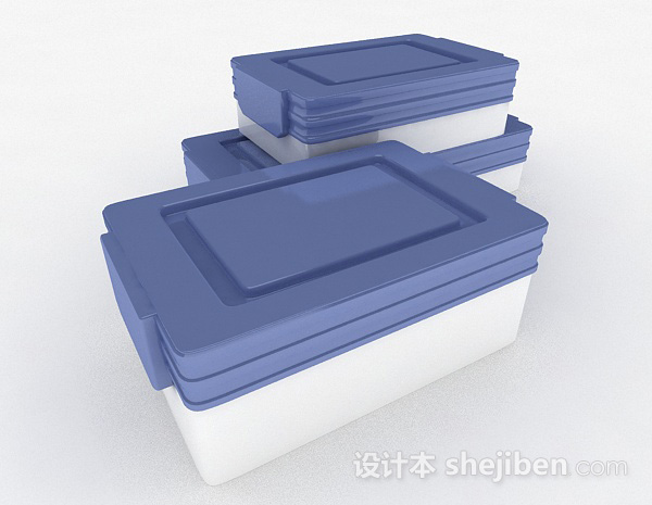 蓝白双色储物盒3d模型下载