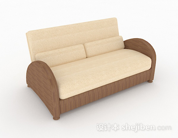 田园棕色木质双人沙发3d模型下载