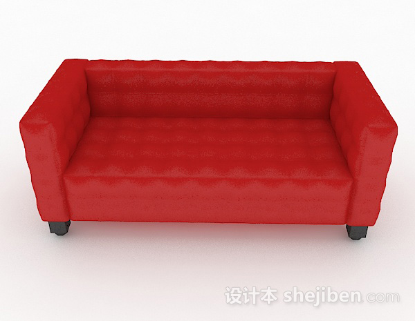 现代风格红色休闲双人沙发3d模型下载