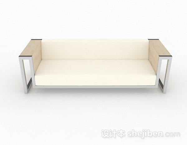 现代风格米黄色多人沙发3d模型下载