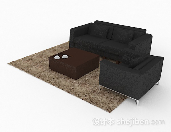 免费黑色办公组合沙发3d模型下载