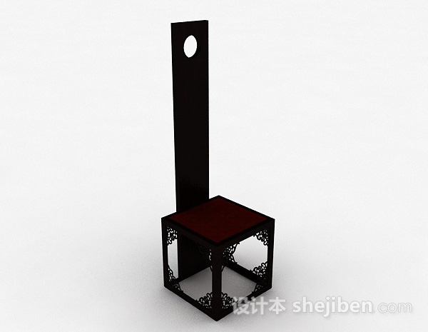 中式方形雕刻木椅3d模型下载