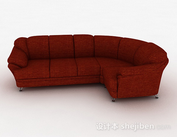 现代风格红色多人沙发3d模型下载