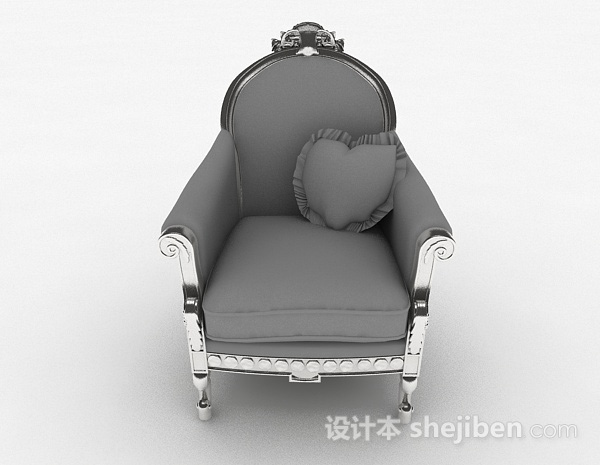 欧式风格欧式灰色单人沙发3d模型下载