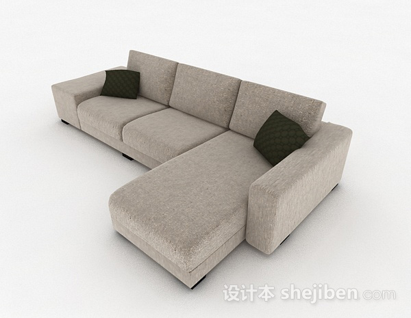 免费现代棕色简约多人沙发3d模型下载