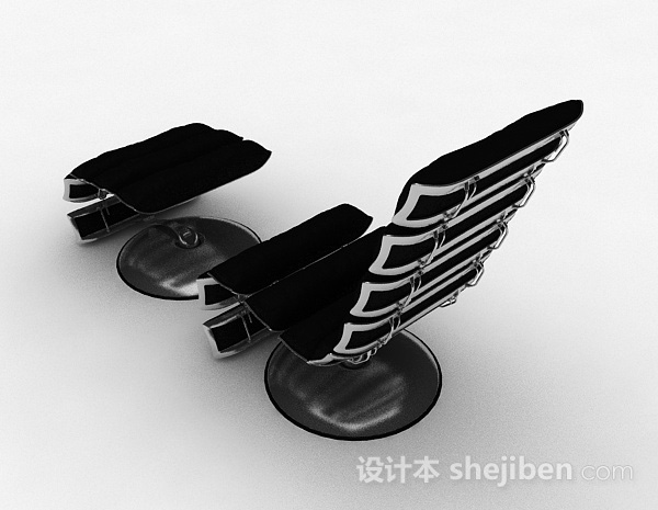 设计本现代风格黑色休闲椅3d模型下载