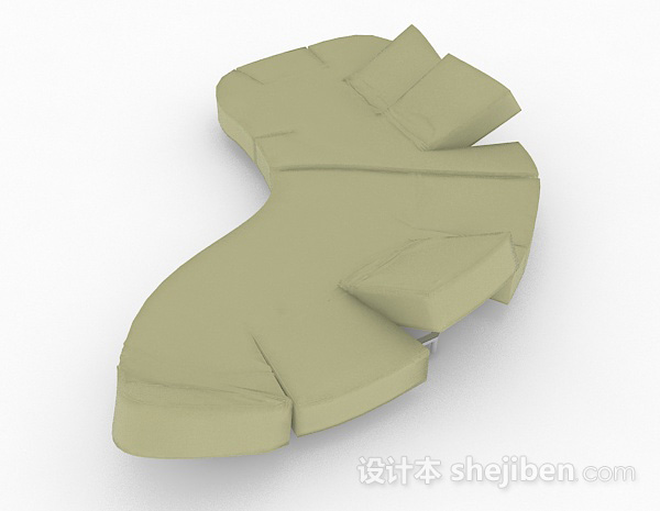 设计本绿色创意多人沙发3d模型下载