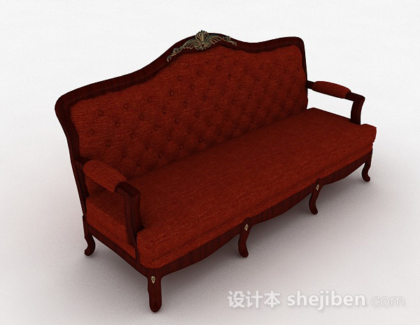 欧式红色双人沙发3d模型下载