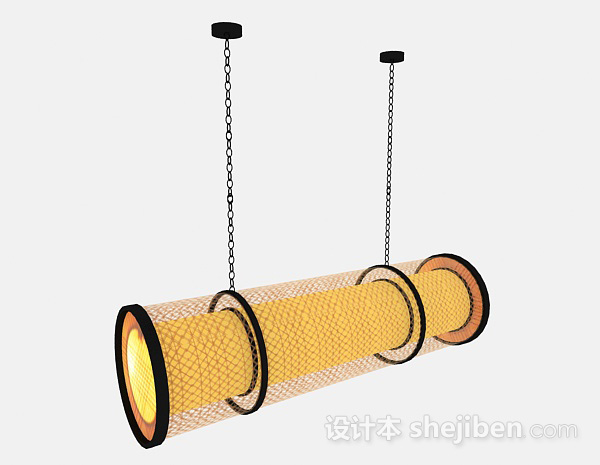 免费现代风格黄色柱状镂空造型吊灯3d模型下载