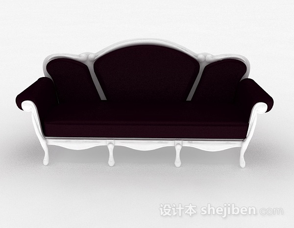 欧式风格欧式深紫色双人沙发3d模型下载