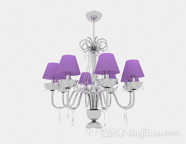 现代风格紫色客厅水晶吊灯3d模型下载
