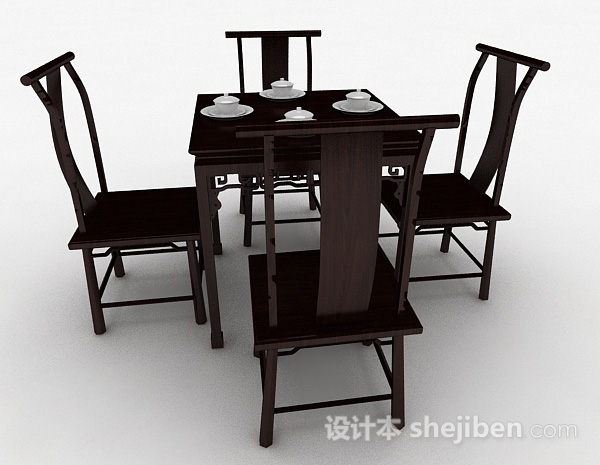 免费中式餐桌椅3d模型下载