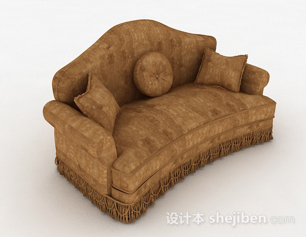 欧式棕色单人沙发3d模型下载