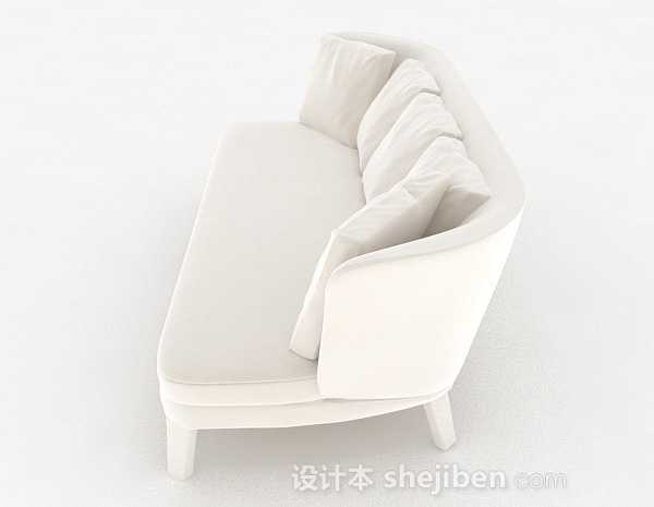 设计本白色简约家居多人沙发3d模型下载