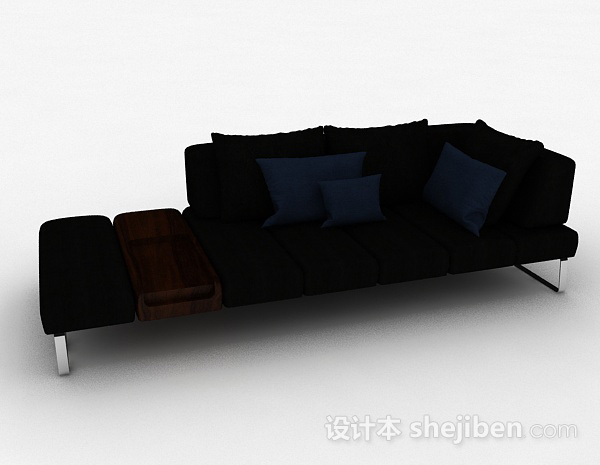 现代风格深蓝色多人沙发3d模型下载