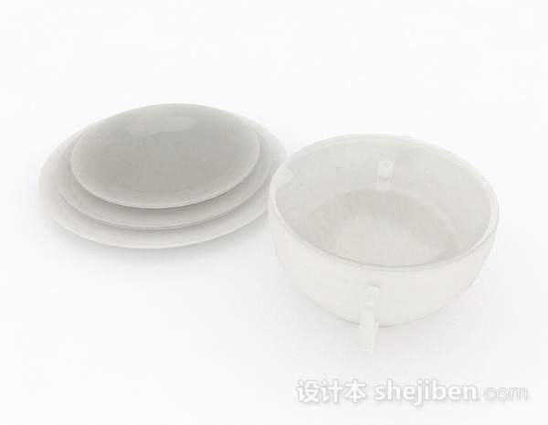 设计本白色陶瓷餐具3d模型下载