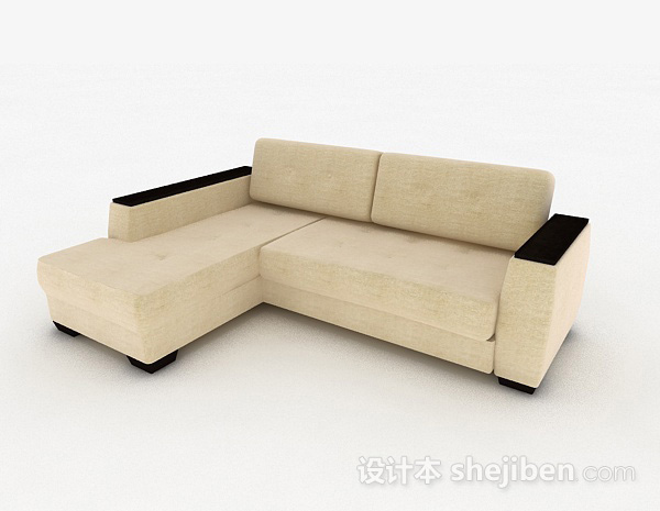 米黄色多人沙发3d模型下载