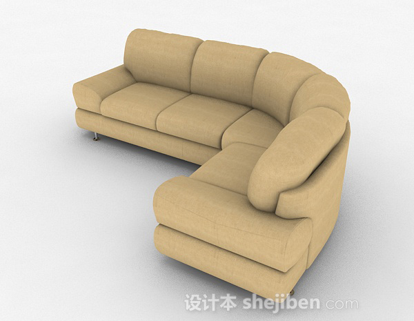 免费黄色多人沙发3d模型下载