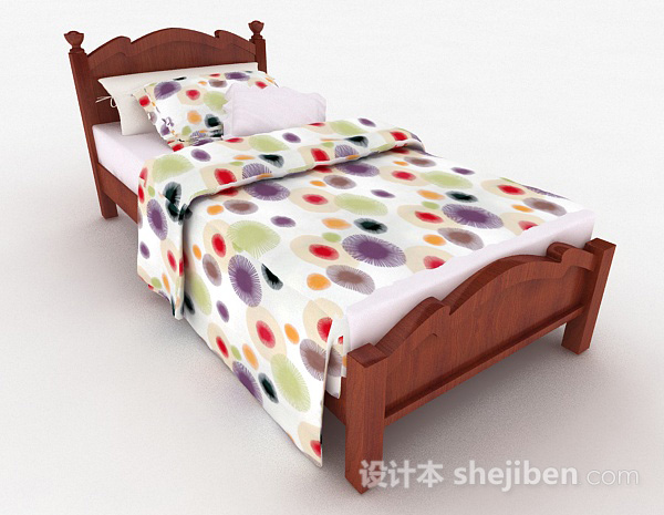 现代风格儿童木质单人床3d模型下载