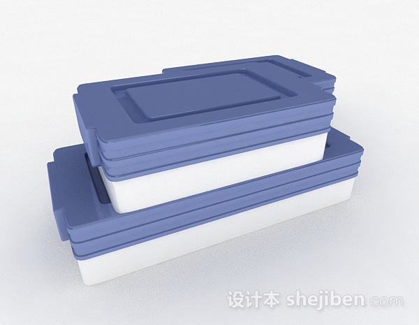 设计本蓝白双色储物盒3d模型下载