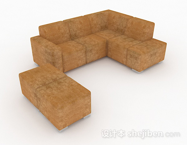 家居棕色简约多人沙发3d模型下载