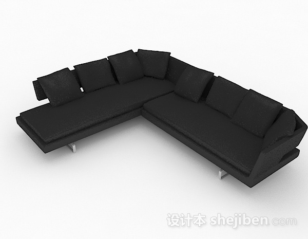 现代风格深灰色多人沙发3d模型下载