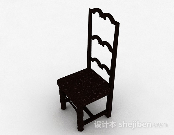 中式风格棕色雕刻木椅3d模型下载