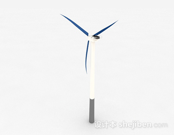 现代风格蓝色三叶电风扇3d模型下载