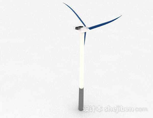 蓝色三叶电风扇3d模型下载