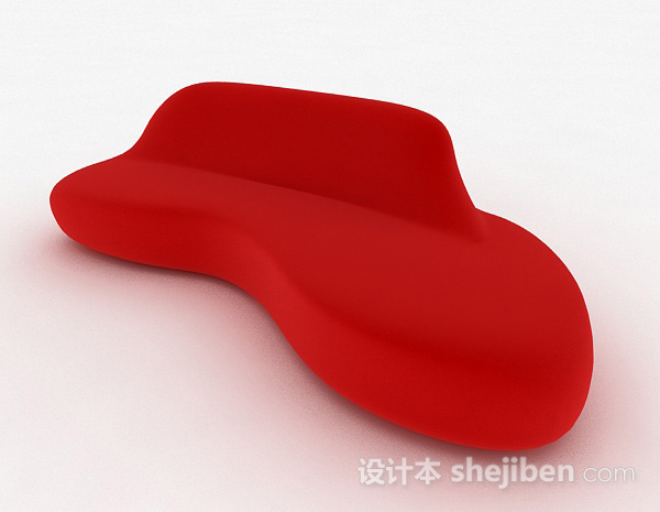 创意红色多人沙发3d模型下载