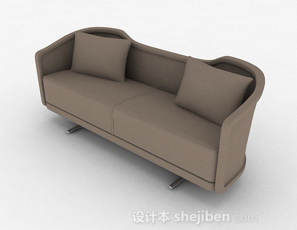 免费棕色休闲双人沙发3d模型下载