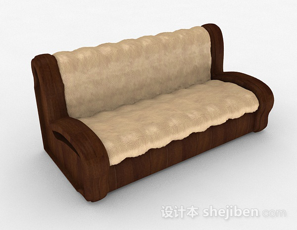 棕色双人沙发3d模型下载